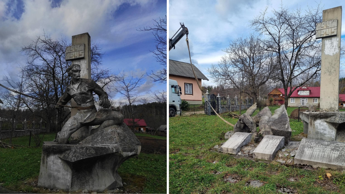 На Косівщині знесли ще один пам’ятник радянському окупанту
