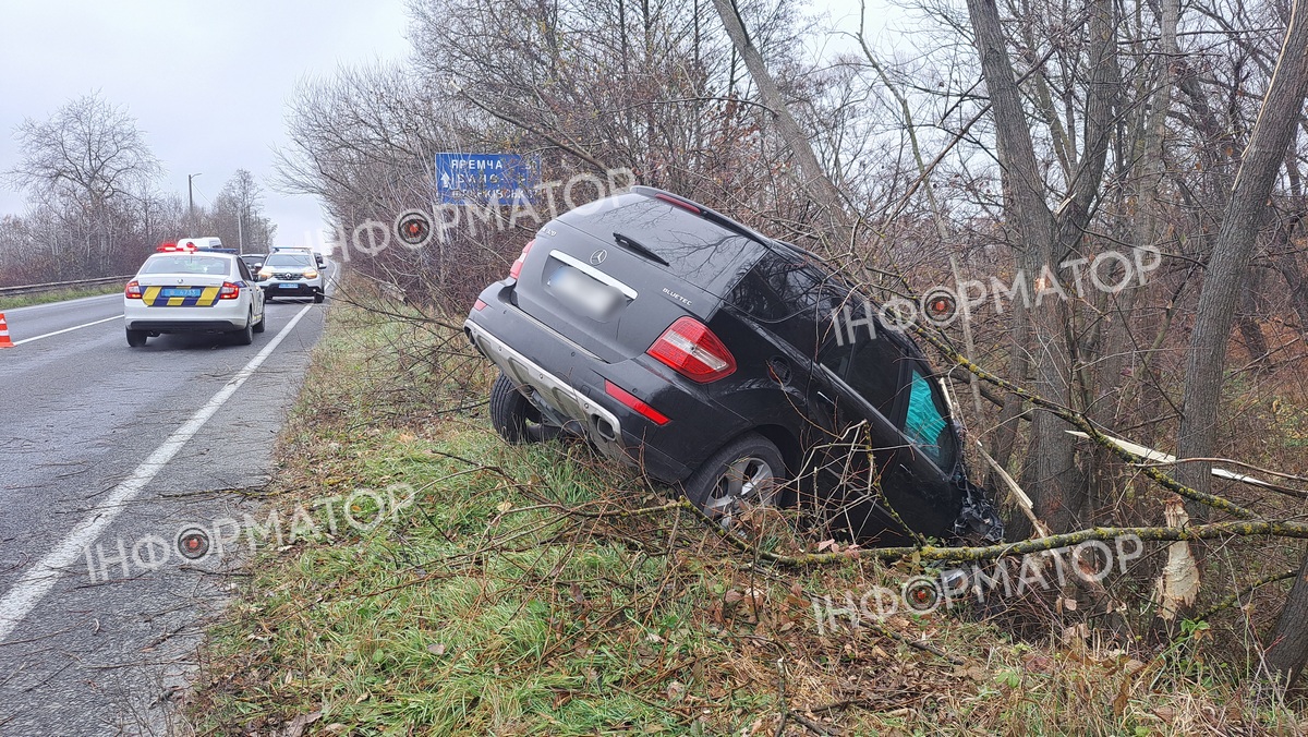 Під Коломиєю Mercedes злетів з дороги. ФОТО